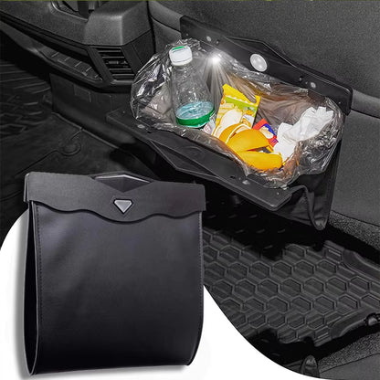 Car with LED Light Suspension Leather Folding Storage Baggarbage Bag Waterproof Magnetic Adsorption Car Rear Seat Garbage Bag