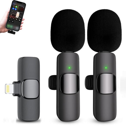 Professional Wireless Mini Microphone (2-Pack) for iPhone, iPad, iPhone 15, iOS, and Android Devices - Ideal for Video Recording, Vlogging, and Live Streaming