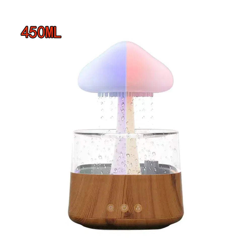 Cloud and Raindrop Humidifier Colorful Mushroom Rain Forest Aromatherapy Machine Household Rain Cloud Landscape LED Table Lamp