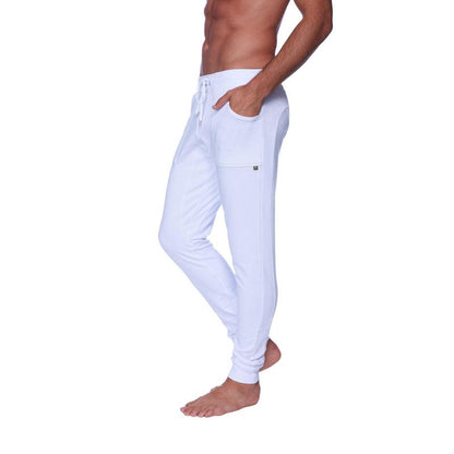 Long Cuffed Jogger & Yoga Sweat Pants (White)