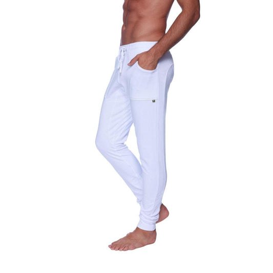 Long Cuffed Jogger & Yoga Sweat Pants (White)