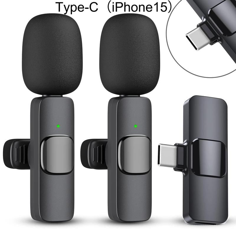 Professional Wireless Mini Microphone (2-Pack) for iPhone, iPad, iPhone 15, iOS, and Android Devices - Ideal for Video Recording, Vlogging, and Live Streaming