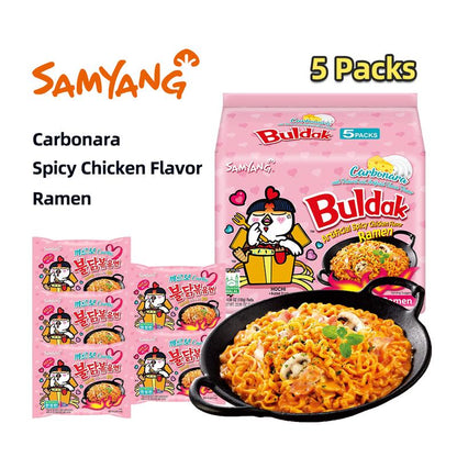 5Packs Samyang Carbonara Hor Chicken Flavor Roman 4.58Oz (130G)/Pack